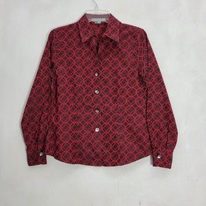 Foxcroft Women's Long Sleeves Button Down Collard Shirt Red Sz 4